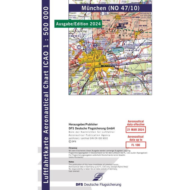 Deutschland München VFR Karte ICAO 1:500000 jetzt kaufen, 12.80 CHF