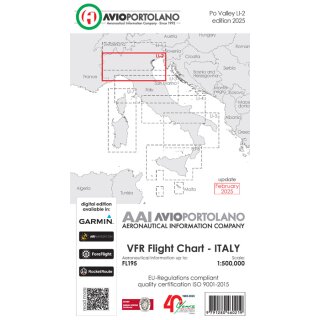 Italy LI-2 - Aerotouring VFR Chart, Paper, laminated, folded 2025